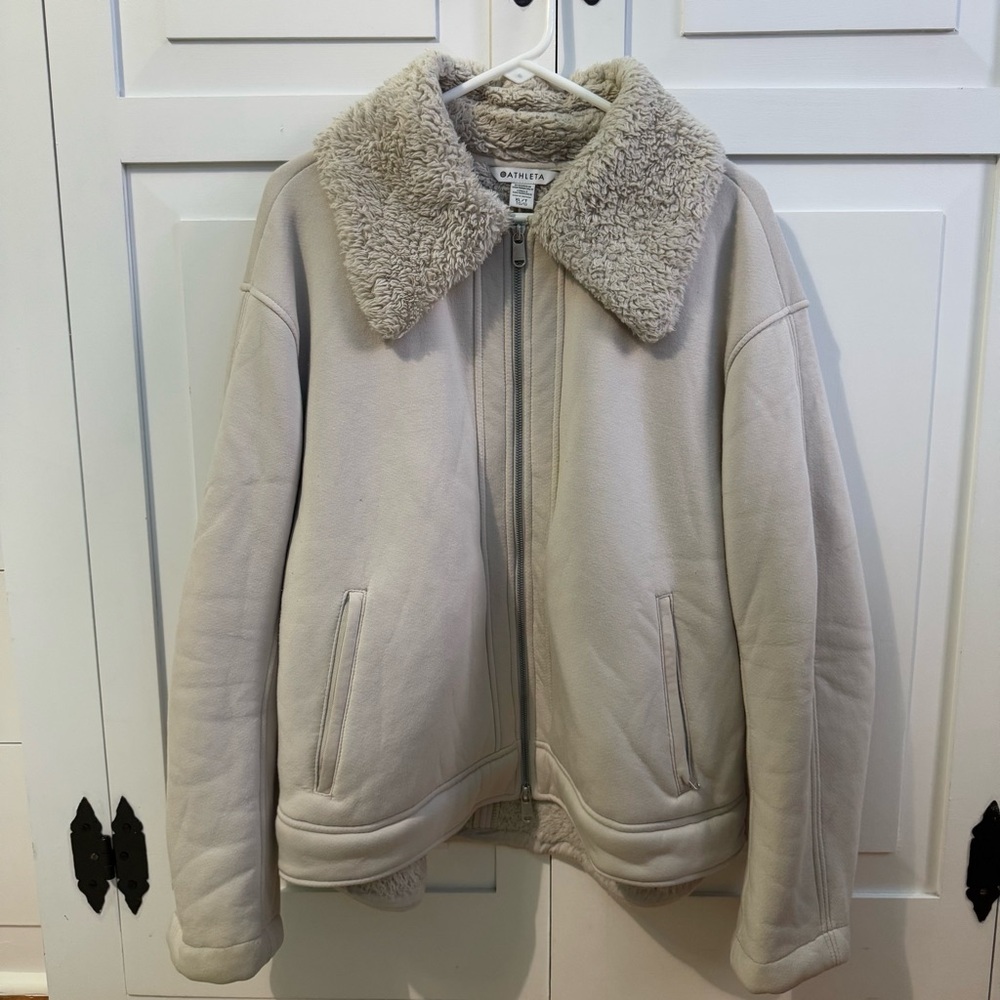 Athleta Westbound Sherpa Jacket Extra Large Tall Abalone Grey Super Soft Jacket